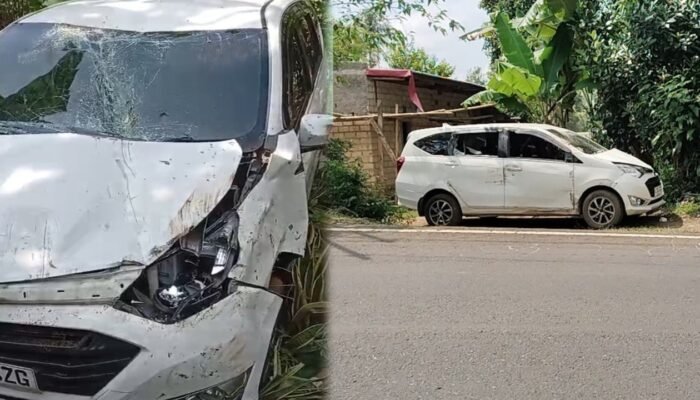 Kecelakaan Tunggal di Sukabumi, Mobil Sigra Tabrak Pembatas Jalan