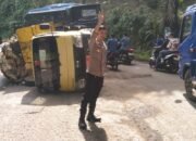 Truk Sampah Milik DLH Kabupaten Sukabumi Kecelakaan di Warungkiara
