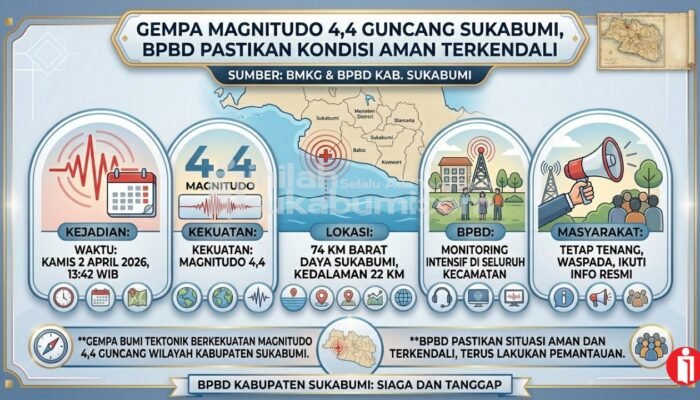 Gempa Berkekuatan 4,4 Magnitudo Goyang Sukabumi