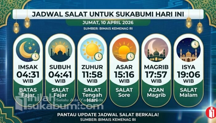 Jadwal Salat untuk Sukabumi Hari Ini, Jumat 10 April 2026