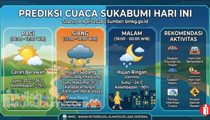 Prediksi BMKG untuk Cuaca Sukabumi Hari Ini, Sabtu 18 April 2026