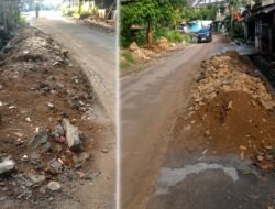 Sisa Material Proyek Drainase Dikeluhkan Warga, Bahu Jalan Jampangkulon–Cikaso Dipenuhi Tanah Galian