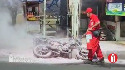 ​Motor Honda Tiger Terbakar Usai Isi Bensin di SPBU Baros Sukabumi, Warga Sempat Panik