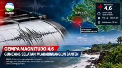 Gempa Magnitudo 4,6 Guncang Selatan Muarabinuangeun Banten, Terasa Hingga Sukabumi Selatan
